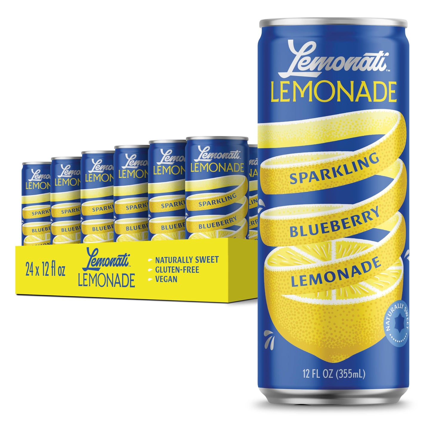 Sparkling Lemonade No Artificial Sweeteners Gluten Free Vegan Kosher Non GMO Slim Cans 12oz