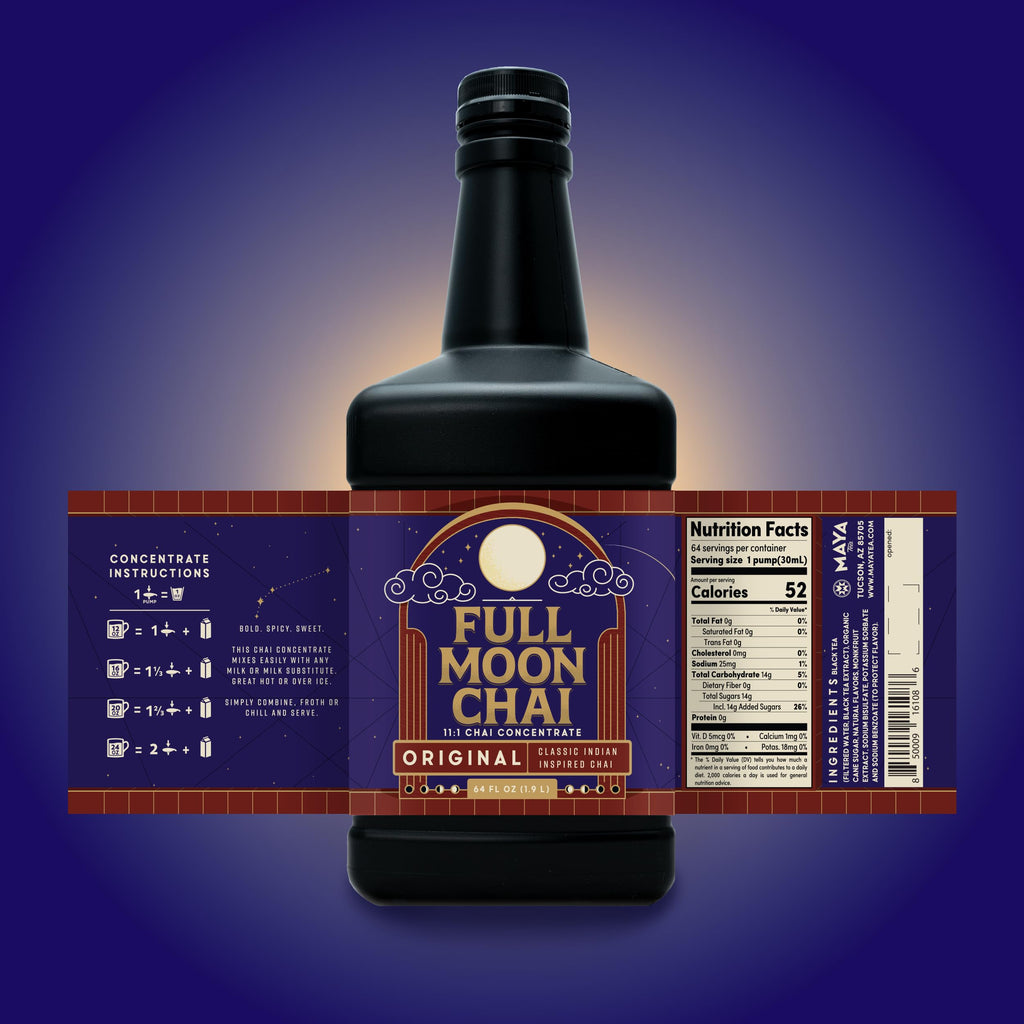 Full Moon Chai Tea Concentrate Classic Indian Style Organic Cane Sugar Natural Flavored Blend