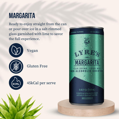 Lyre's Margarita - Non Alcoholic Spirits | Premium Ready To Drink Cocktail | 250ml | 50 Calories Per Can Only