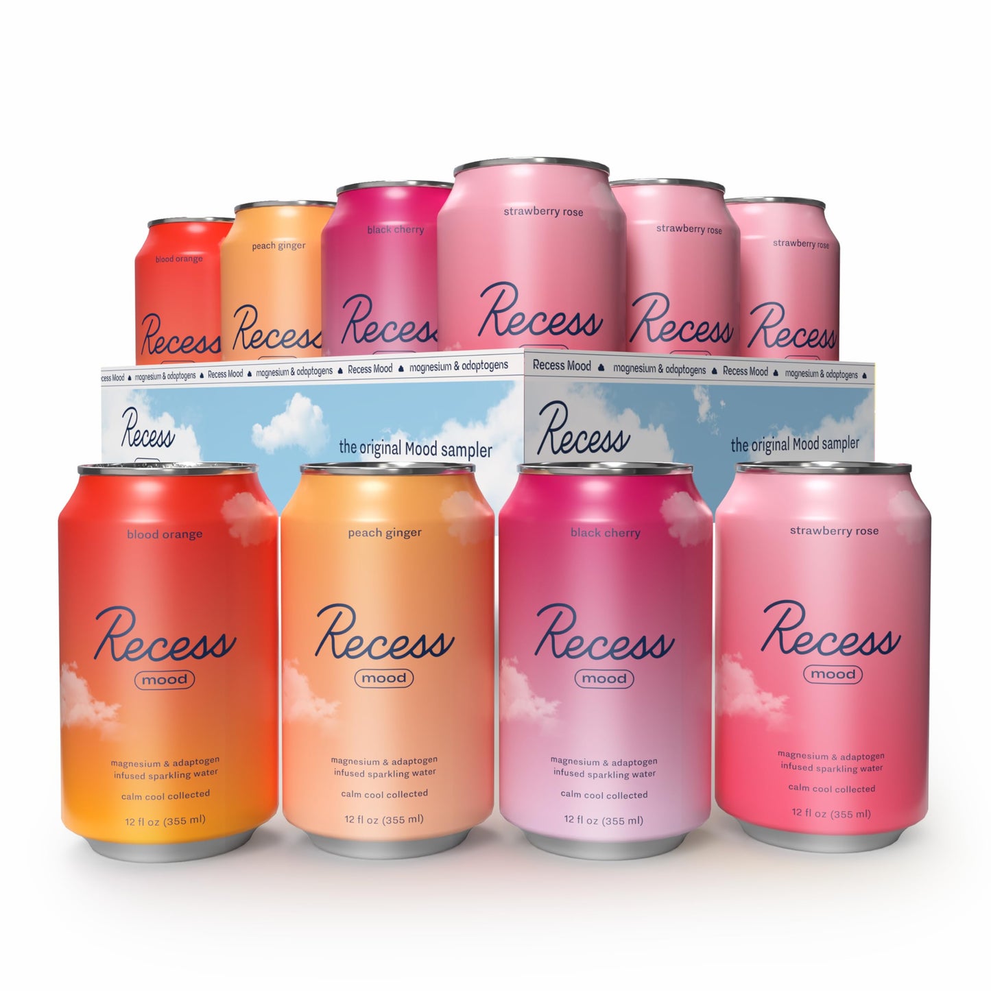 Recess Mood Magnesium Supplement Drink Calming Beverage, 12 Ounce, Pack of 12
