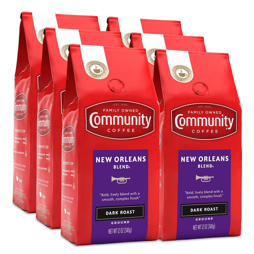 New Orleans Style Dark Roast Ground Coffee Bold Blend 12oz Bags Pack of 6 72oz Total
