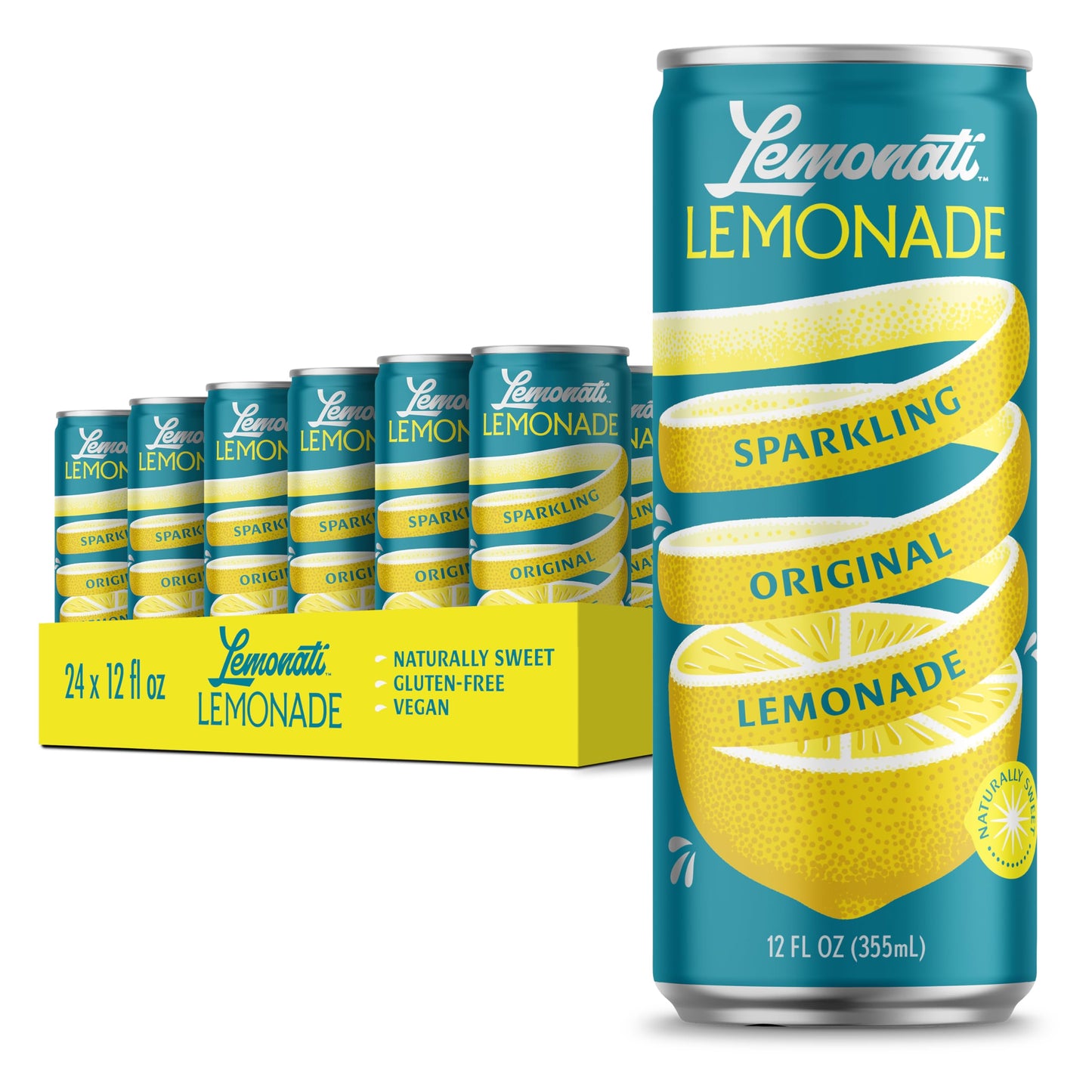 Sparkling Lemonade No Artificial Sweeteners Gluten Free Vegan Kosher Non GMO Slim Cans 12oz