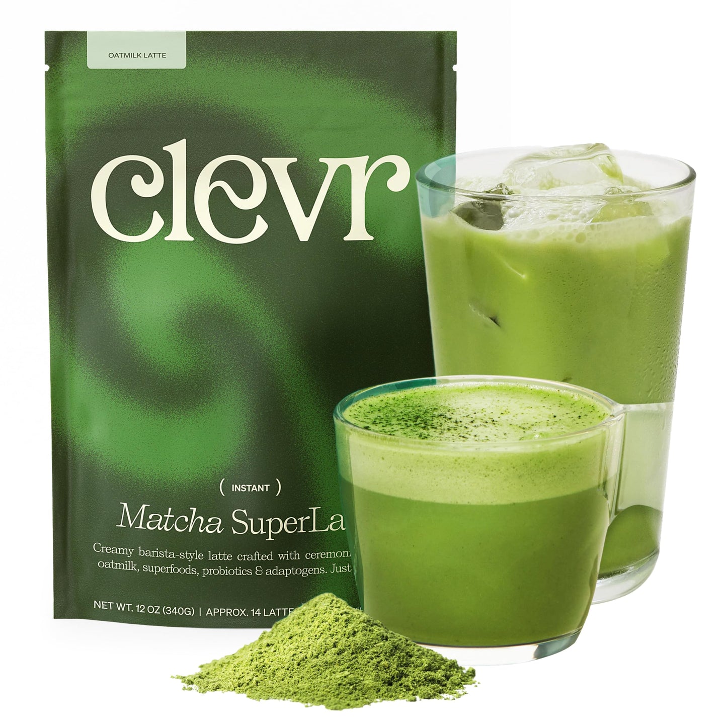 Instant Tea Latte Superfood Powder Blend with Oat Milk Lion’s Mane Reishi Mushroom 14 Servings