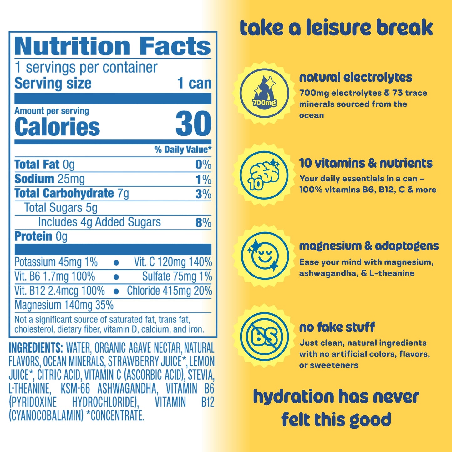 Hydration Beverage Variety Pack Lemonade Flavor Low Calorie Functional Drink Cans Pack of 24