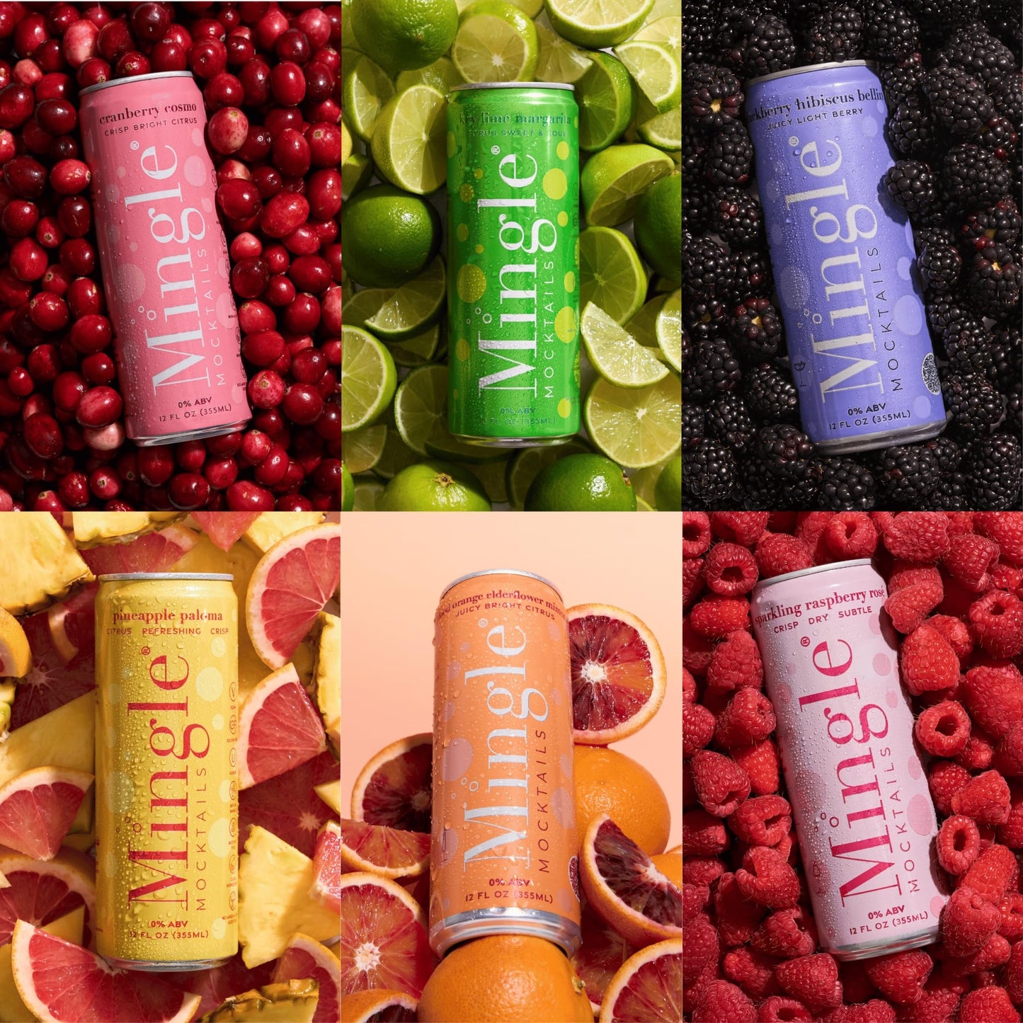 Mocktail Flavored Non Alcoholic Drink Real Juice Canned Cocktail Mixer Vegan Gluten Free 12oz Cans