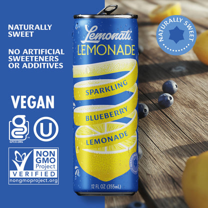 Sparkling Lemonade No Artificial Sweeteners Gluten Free Vegan Kosher Non GMO Slim Cans 12oz