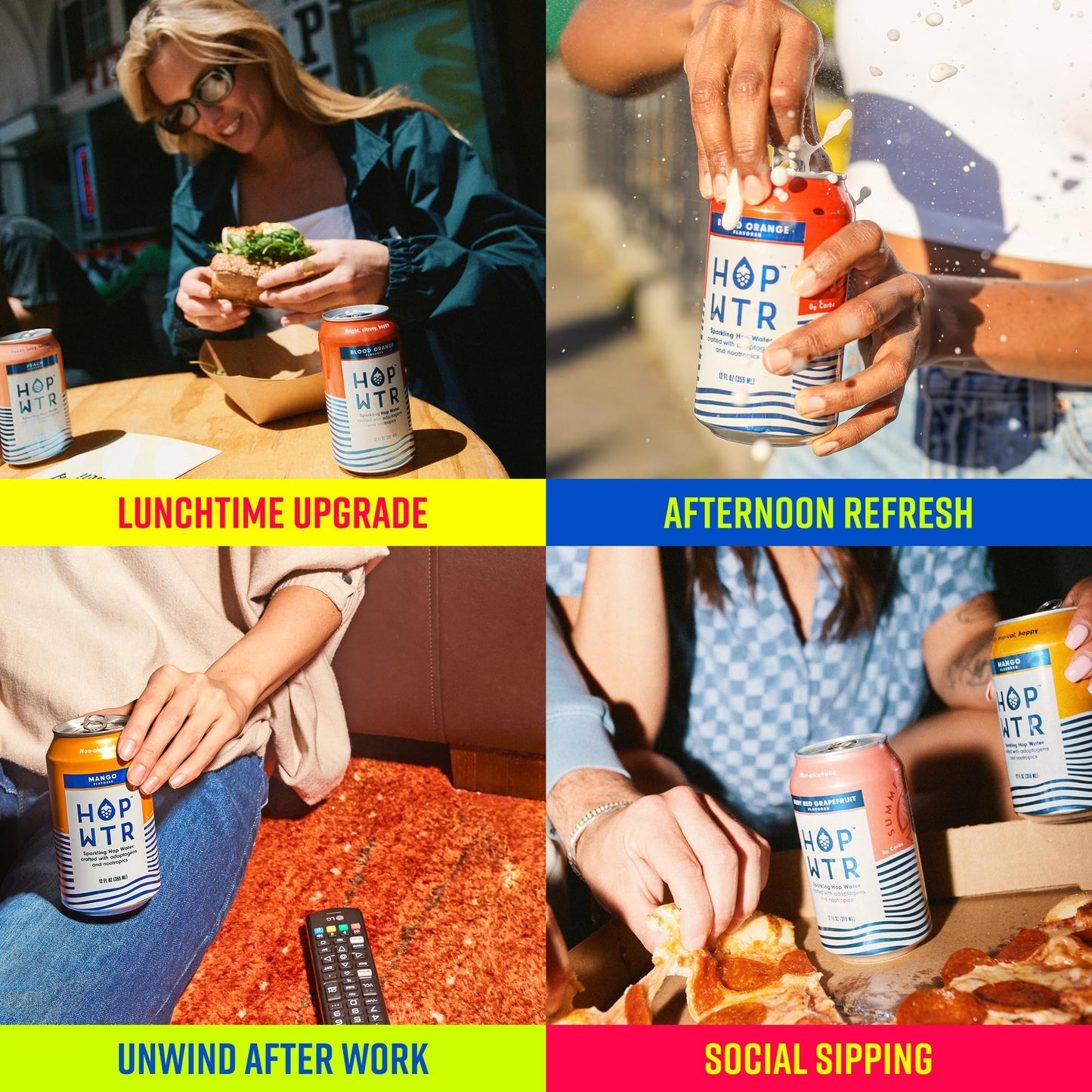 Sparkling Hop Water Variety Pack Sugar Free Low Calorie Non Alcoholic Drink 12oz Cans Pack of 12
